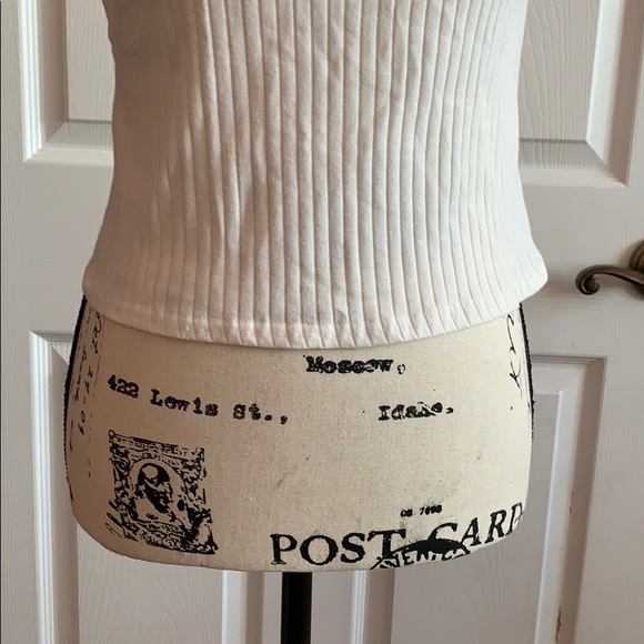 Off White Ribbed Crop Top - Picture 4 of 4